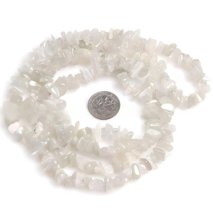 HAAMIIQII 5-8mm Natural White Moonstone Chips Beads Genuine Real Irregular Freeform Chip Loose Gemstone Beads Semi Precious Stone for Jewelry Making Strand 30 Inch