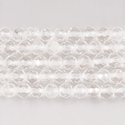 Angelstones Natural Clear Quartz Gemstone Stretch Bracelet, 4mm Faceted Round Beads, Crystal Healing for Women