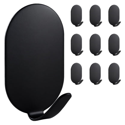 10 Pcs Metal Hooks, Adhesive Hooks for Hanging, Key Hooks, Wall Hooks, Command Hooks, Coat Hooks, Door Hooks, Towel Hanger, Picture Hanger, Storage Hooks, Utility Hooks for Bathroom, Kitchen (Black)