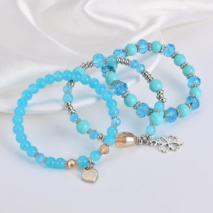 Bohemian Bracelet Sets for Women - 6 Sets Stackable Stretch Bracelets Multi-color Boho Jewelry for Women Hippie Bracelets Dainty Jewelry (Lucky grass stretch bracelet)