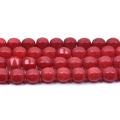 HAAMIIQII 12mm Red Jade Polygon Shape Stone Spacer Beads, Loose Gemstone Beads for Jewelry Making, DIY Bracelet, Necklace, Healing Crystal 15 Inch (30pcs)