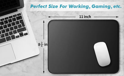 Mouse Pad 11 x 8.7 in, Smooth & Stable Mousepad with Stitched Edges and Non-Slip Base, Smooth Cloth Surface Computer Black Mouse Pad. Clean Desk Essential for Work, Study & Home Office