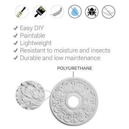 Ekena Millwork CM18RL 18-Inch OD x 3 1/2-Inch ID x 1 1/2-Inch Riley Ceiling Medallion