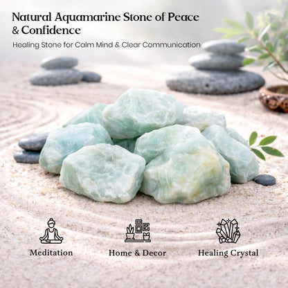 Crocon 1/4 LB Aquamarine Rough Bulk Natural Stone Raw Gemstone Tumbling Cabbing PolishingMining Chakra Balancing Reiki Healing Good Luck Home Office Decor