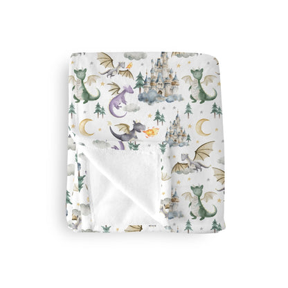 EyMzcod Baby Boy Girl Blankets Dragon Tale Castle, Watercolor Green Moon Clouds Stars Tree Soft Lightweight Nursery Receiving Swaddle, Flannel Newborn Infant Toddler Crib Bedding Kids Gift 30 x 40