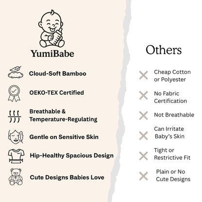 YumiBabe Premium Newborn Baby Sleep Sack, Organic Bamboo Wearable Blanket 0.5 tog, Ultra-Soft, Safe, Breathable Baby Sleeping Bag 0–6 months 2‑Way Zipper