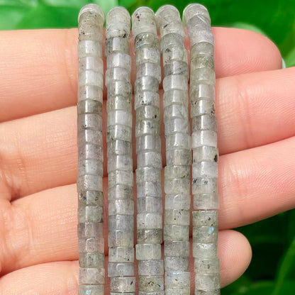 NITOPUPU 150Pcs 4×2mm Natural Spectrolite Spacer Stone Beads for Jewelry Making Supplies, Loose Semi Flat Round Gemstone Tube Beads for Bracelets DIY Crafts
