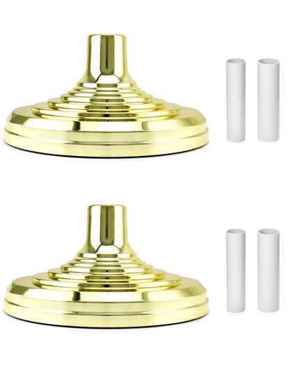 QWORK Flag Stand, 2 Pack Flag Base Stand for Indoor & Outdoor Flagpoles, Floor Base Stand, Compatible with 1.3 Inch and 1.1 Inch Diameter Flag Pole - Gold