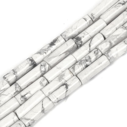 HAAMIIQII Natural White Howlite Tube Beads 13x4mm Column Stone Cylinder Gemstone Loose Beads for Jewelry Making Strand 15 Inch (28-29pcs)