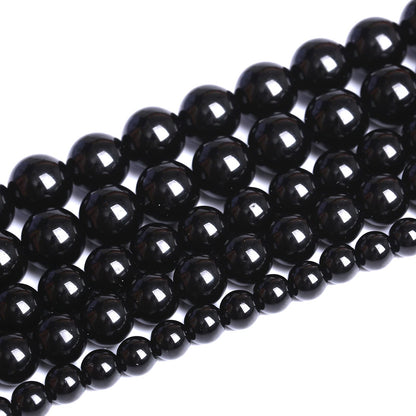 6mm 66pcs Natural Black Agates Onyx Stone Beads Smooth Round Loose Spacer Beads for Jewelry Making DIY Bracelets 15"