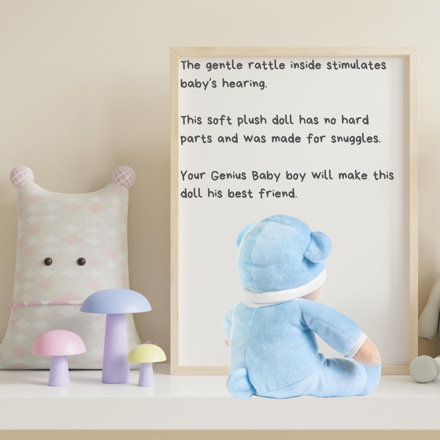Baby Boy Toys, Boy Baby Doll, My First Doll in Blue with Rattle, Soft Plush Material, Machine Washable, Non-Toxic, No Hard Parts, Made for Hugs, Sweet for Newborn, Infant, Toddlers