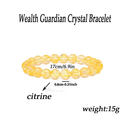 Adjustable Crystal Money Bracelets for Women Aventurine & Tiger-Eye Stone Beaded Bracelet Wealth Attraction Feng Shui Good Luck Elastic Bracelets Natural Healing Protection Jade Spiritual Jewelry (Citrine)