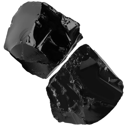 NUKAYAI 2Pcs Black Obsidian 1.8-2.2" Large Raw Crystals Stones Rough Rocks Healing Crystal for Polishing Decoration Cabbing Wicca Reiki Tumbling Wire Wrapping Natrual Rock Gifts