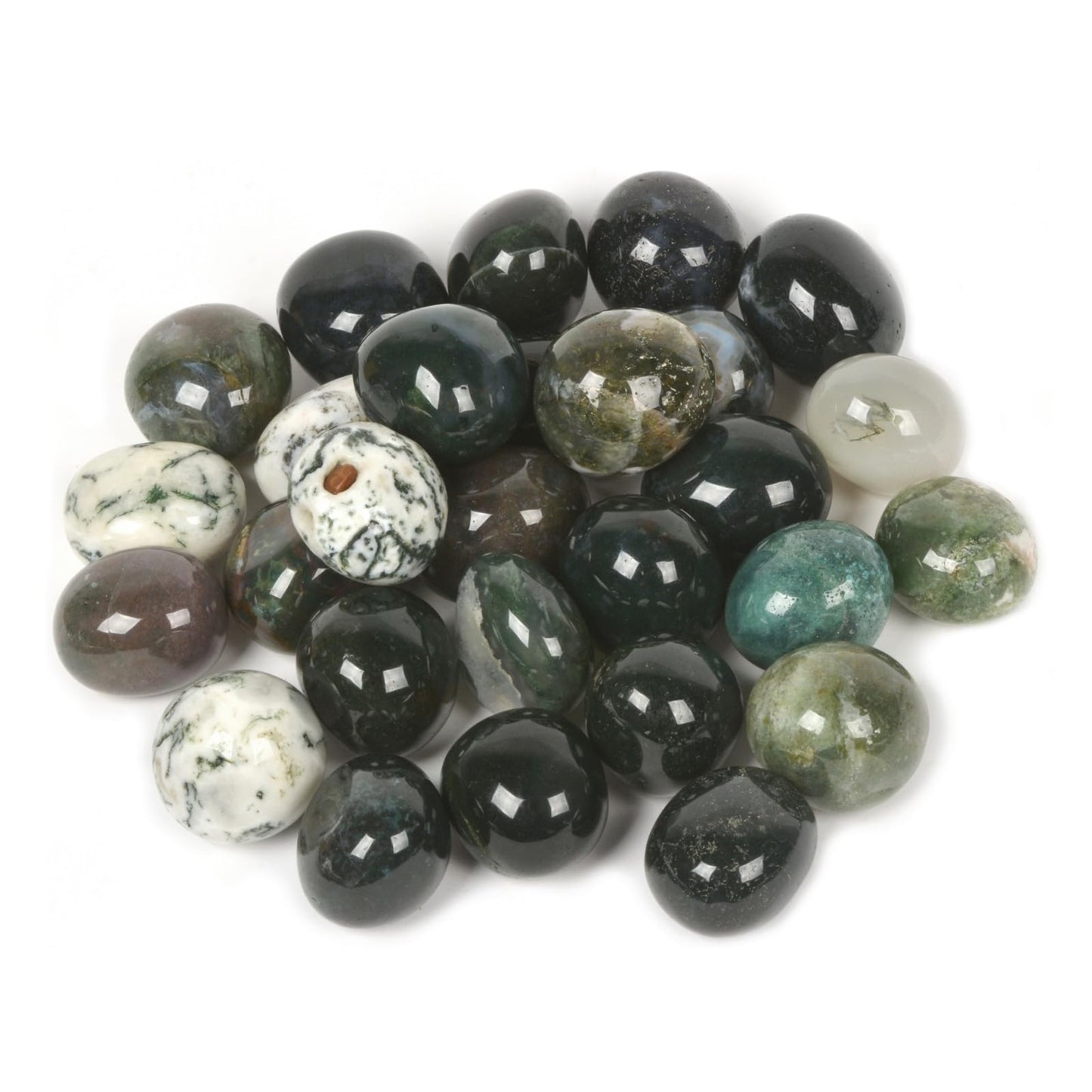 Justinstones 100 Grams Moss Agate Tumbled Polished Natural Crystal Healing Pocket Stones Rock Collection
