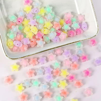 MoMolly 200 Pcs Beads for Crafts with Holes Pony Frosted Acrylic Filler Spacer Beads Bulk Star Shape for DIY Crafts Decoration and Jewelry Making