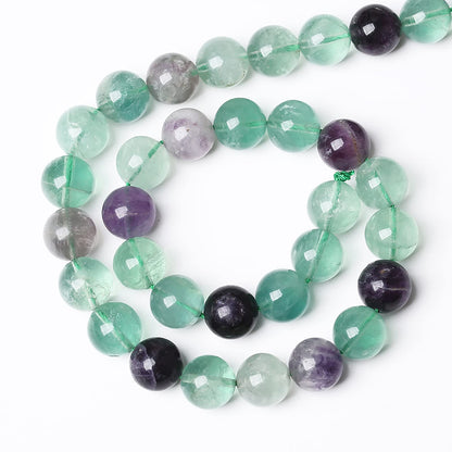 46pcs 8mm Natural Stone Beads Fluorite Gemstone Round Loose Beads for Jewelry Making DIY Bracelet Necklace 15"