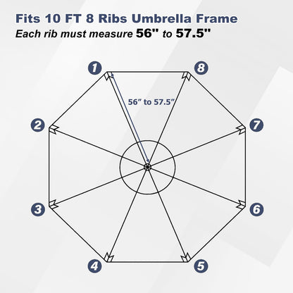 BPS Patio Umbrella Replacement Canopy for 10 ft 8 Ribs Table Umbrella, Outdoor Umbrella Replacement for Market Parasol, Coastal Khaki Canopy Only