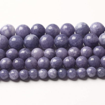 8mm 90pcs Natural Purple Angelite Stone Beads Lavender Gemstone Round Loose Beads for Jewelry Making DIY Bracelet Necklace Earrings 32" 2 Strands