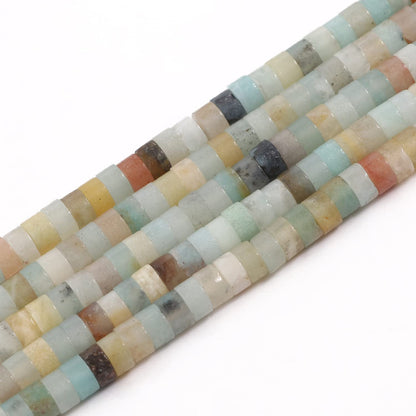NITOPUPU 150Pcs 4×2mm Natural Amazonite Spacer Stone Beads for Jewelry Making Supplies, Loose Semi Flat Round Gemstone Tube Beads for Bracelets DIY Crafts