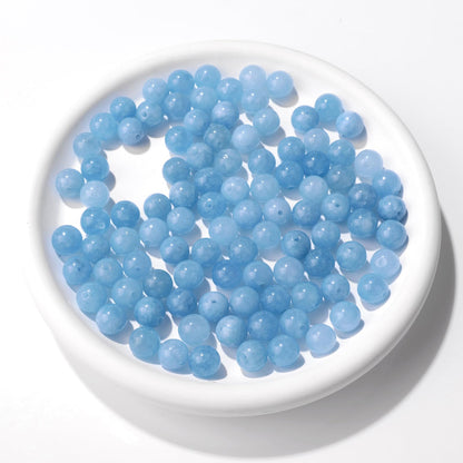 Raicegs 100pcs 8mm Aquamarine Beads Natural Gemstone Beads Round Loose Beads for Jewelry Making DIY Bracelets Necklace
