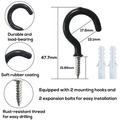SLIFEOW Curtain Tiebacks Ropes, Decorative Handmade Tie Backs Curtain Holdbacks with 2 Metal Screw Hooks, Holders Cord for Thin or Thick Window Drapes Indoor Outdoor (Black, 2)