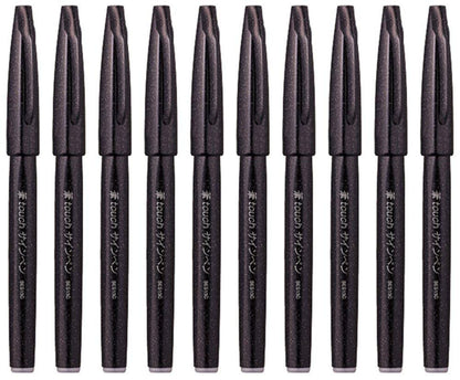 Pentel Fude Touch Brush Sign Pen (SES15C-A),Black Ink, Felt Pen Like Brush Stroke, Value Set