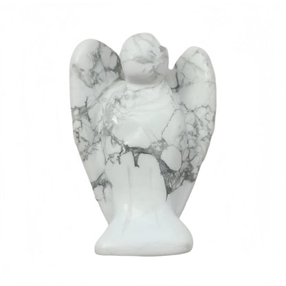 Afucats Natural White Howlite Turquoise Healing Guardian Angel Indoor Decorative Stone,1.5 Inches Carving Pocket Palm Statue,Gift for Her Christmas Décor