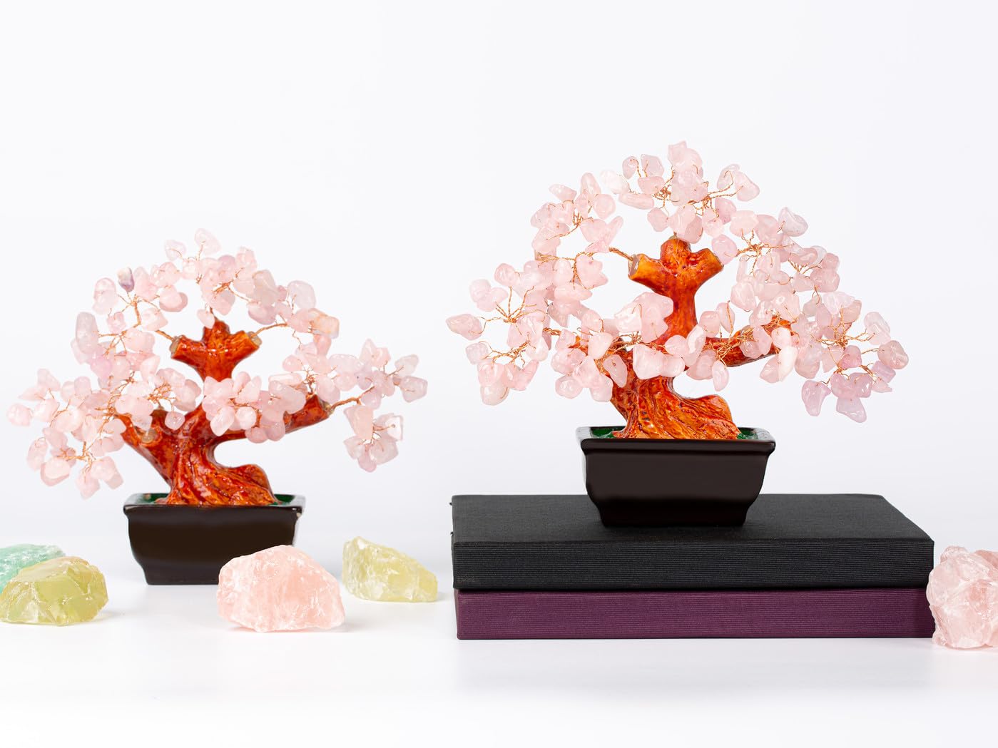 NUKAYAI Rose Quartz Crystal Tree Cute Pink Room Home Desk Office Decor Feng Shui Knick Knacks Accessories Japanese Cheery Blossom Kwawaii Decorations Crystals Valentine Gifts for Women Office Decor