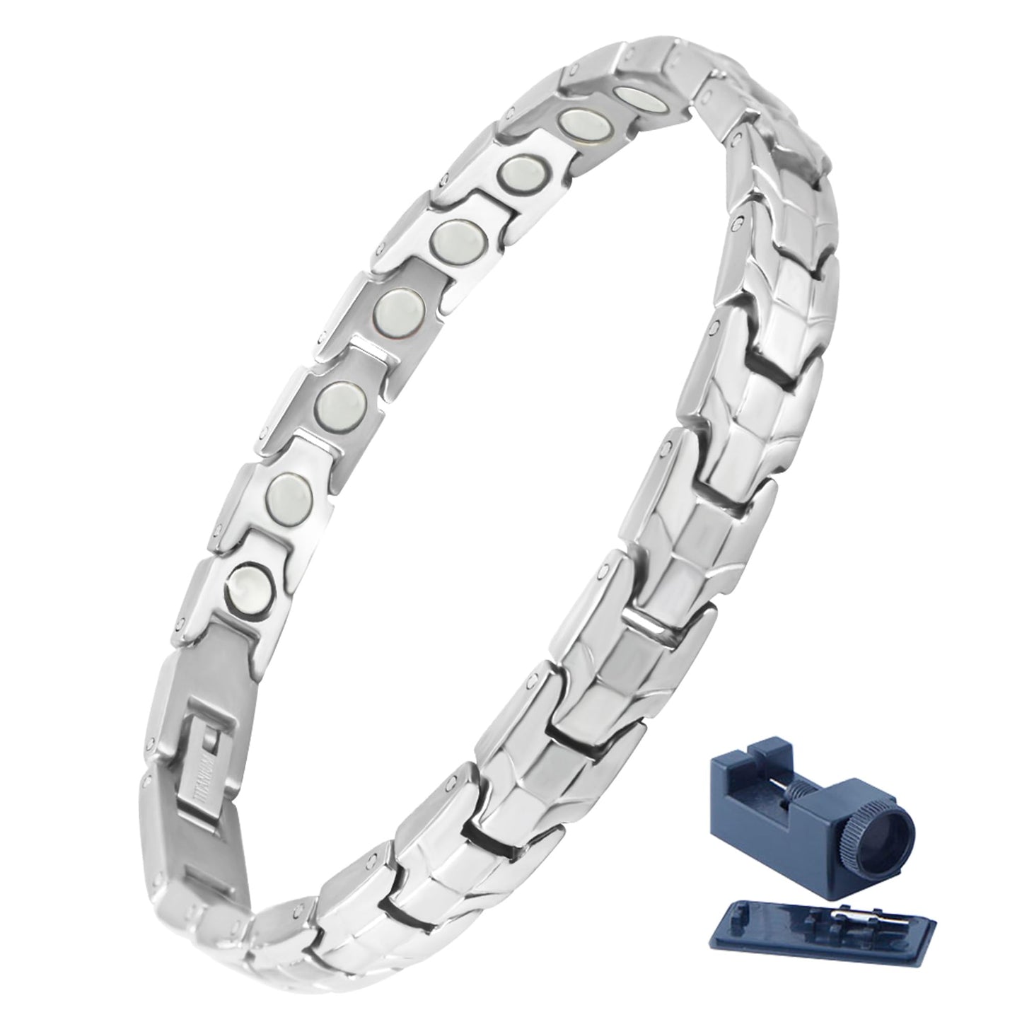 KYOSI Titanium Magnetic Bracelets for Women - Magnetic Therapy Bracelet - 3500 Gauss Magnet Jewelry - Womens Link Bracelet 7.28 inches