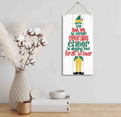 The Best Way To Spread Christmas Cheer, Winter Seasonal Wall Art Hanging Wooden Sign Merry Xmas Holiday Decorations for Home Outside Indoor