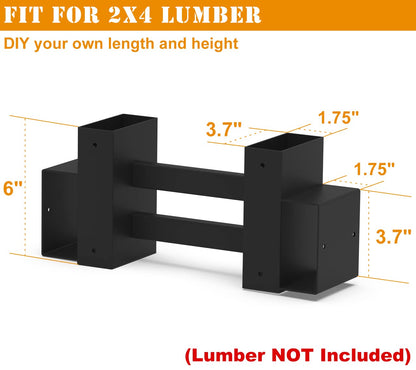 BALIE SPACE Outdoor Firewood Rack Brackets Kit for Fire Wood Pile Storage, Adjustable log stacking Stand Holder for 2x4 lumber, Black, Set of 2