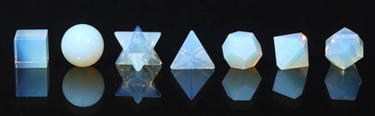 Crocon Opalite 7Pcs Platonic Solids Crystal Geometry Set, Platonic Solids Sacred Geometric Stones for Meditation Reiki Balancing Healing Chakra Stone Cleansing Spiritual Good Luck (15-20 mm)