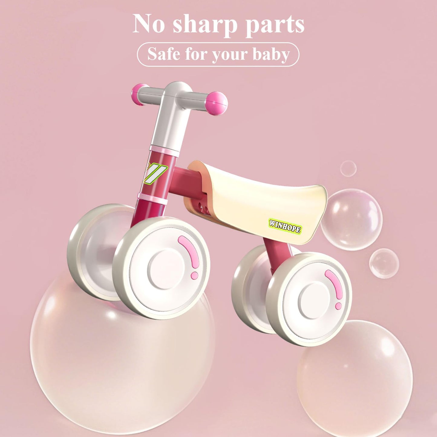 WinHope Baby Balance Bike for 1-3 Year Old Boys Girls, Silent Wheels, No Pedal 12-36 Month Toddler Balance Bike, First Birthday Gifts(Pink)