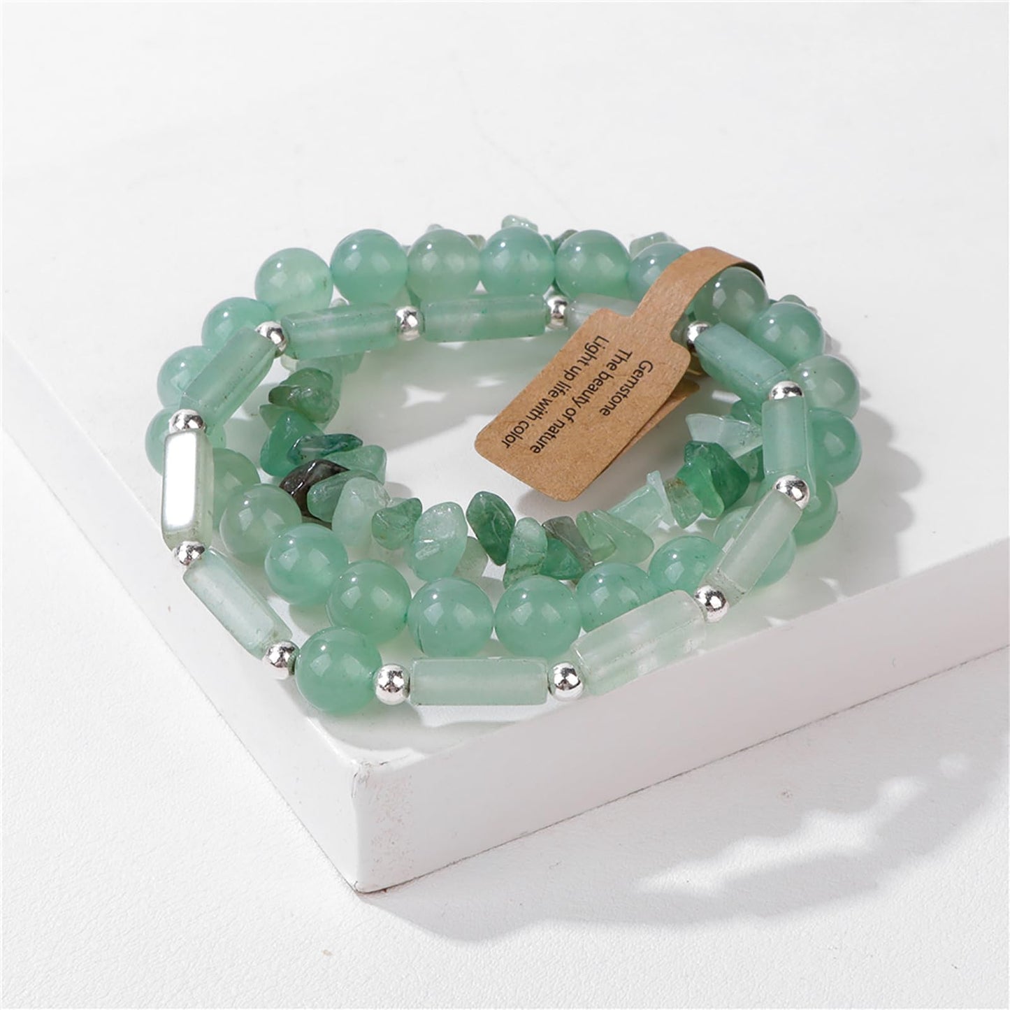 IVY TAILI 3Pcs Jade Bracelet for Women 8mm Green Aventurine Green Jade Beaded Bracelet Stretch Bracelet Set Jade Jewelry for Women