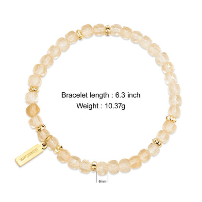 MesoAura Natural Citrine Crystal Bracelet for Women & Men – Handmade Gemstone Beaded Bracelet, Solar Plexus Chakra Stone for Confidence, Prosperity & Positive Energy – Adjustable Healing Crystal Jewelry Gift (Radiant Energy Citrine Bracelet)