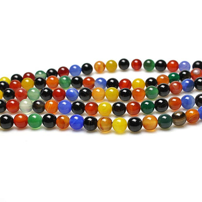 MJDCB Natural Stone Beads Colorful Agate Round Loose Beads for DIY Necklace Bracelat Jewelry Making (10mm)