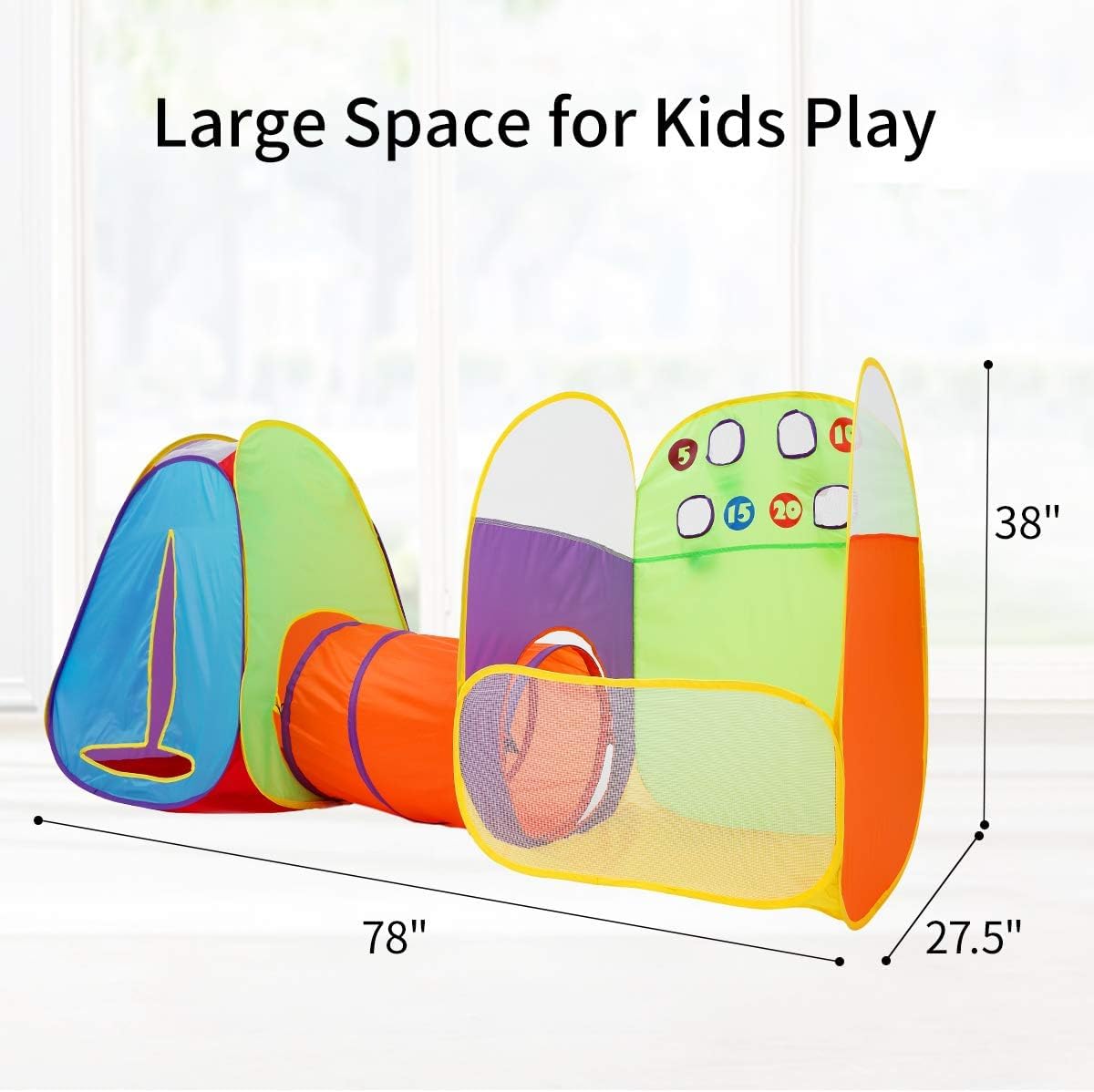 Alvantor® Kids Tent Play Tents & Tunnel 3-in-1 Pop Up Tent with Tunnel Toddler Ball Pit Indoor/Outdoor Tents Fun Toss It Game Zone Playhouse for Children (Include 4 Balls)