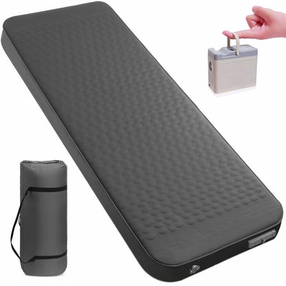 TPYOCQU Self Inflating Sleeping Pad with Electric Pump, 4" Ultra-Thick Memory Foam Camping Sleeping Mat with Pillow, 9.5 R-Value Insulated Camping Pad Mattress for Travel Car Tent (Grey-4Inches)
