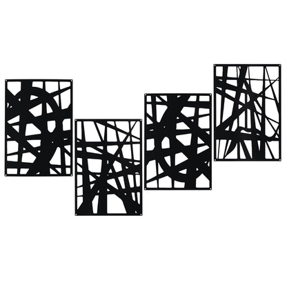 Bdor Decorative Metal Panels, Set of 4, 10.98" x 15.94", Modern Geometric Design, Black Metal Wall Art, Room Dividers, Architectural Elements for Home and Office Décor
