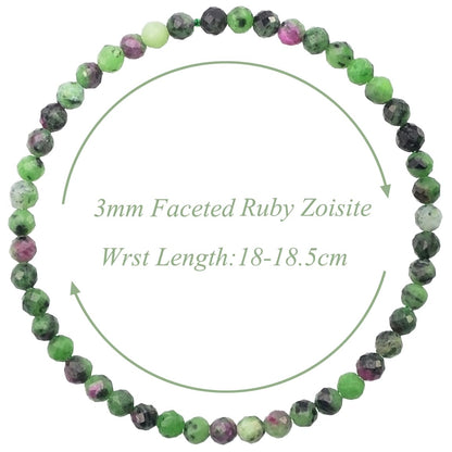 MASSIVE BEADS Natural Genuine Gemstone Beads Healing Crystal Chakra Reiki Jewelry Faceted Round Beads Bracelets (Ruby Zoisite, 3mm)