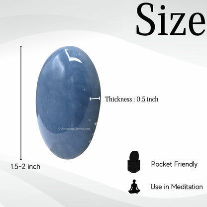 Amazing Gemstone Angelite Crystals and Healing Stones - Large Palm Stone Crystals Piedra - Crystal for Good Luck, Balanced Positive Energy, Meditation - Unique Stocking Stuffers, Gifts for Women