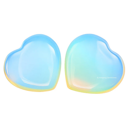 Amazing Gemstone Opalite Stone Heart - Pack of 2 Crystal Heart Stones Rocks - Corazones De Piedra Crystals and Healing Stones Heart Shaped Crystal - Stocking Stuffers Gifts