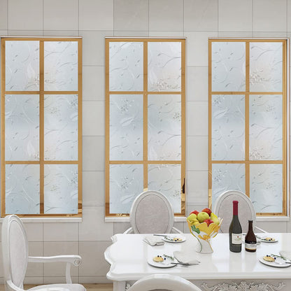 Frosted Privacy Glass Window Film, Vinyl Decorative Window Decals, Static Clings No-Glue Removable Window Film for Home Bathroom Living Room (35.4 x 78.7 inch)