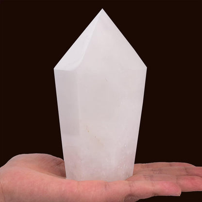 VIZYTOU White Crystal Stone Tower Obelisk Large Healing Crystal Rock Point Wand Reiki Healing Meditation Stone 1.1-1.7 LBS