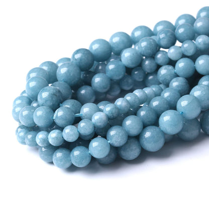 Blue Chalcedony Natural Stone Beads Gems Round Loose Beads Jewelry Making DIY Bracelet Necklace Accessory 1 Strand 45PCS 8MM 15"