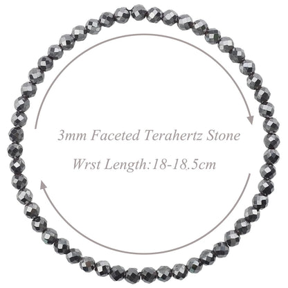 MASSIVE BEADS Natural Genuine Gemstone Beads Healing Crystal Chakra Reiki Jewelry Faceted Round Beads Bracelets (Terahertz Stone, 3mm)