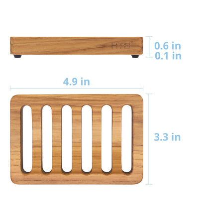 Slotted Bar Soap Holder Teak Wood by HTB, Kitchen Wooden Sponge Holder, Self Draining Soap Dish for Shower, Sink, Bathroom, Bathtub, RV