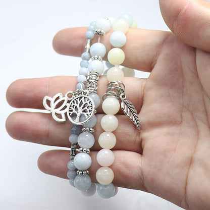 UEUC Tree of Life Yoga Healing Stone Bracelets,Multilayer Lotus Chakra Stone Reiki Bracelet Sets,Anxiety Crystal Natural Stone,for Women Stress Relief