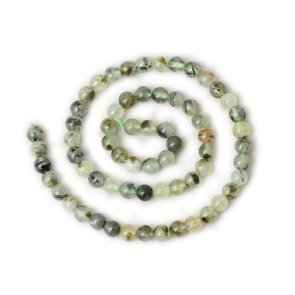 CHEAVIAN 60PCS 6mm Natural Prehnite Gemstone Smooth Surface Round Loose Beads for Jewelry Making 1 String 15 Inches