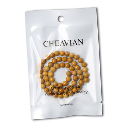 CHEAVIAN 60PCS 6mm Natural Yellow Moonkaite Jasper Gemstone Smooth Surface Round Loose Beads for Jewelry Making 1 String 15 Inches